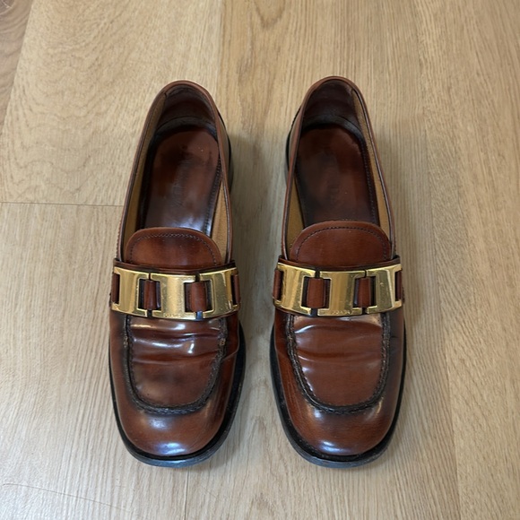 Prada Brown Leather and Golf Hardware Loafers - size 39 - Picture 2 of 6